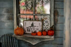 halloween cottage style window decoration